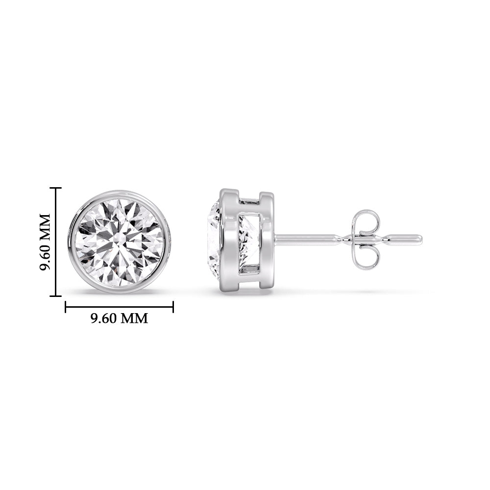 Round Cut Stud Bezel Set Earring