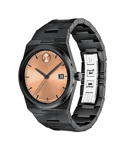 Movado Bold Quest Men's Sport Watch - Swiss Quartz Movement, Stainless Steel Link Bracelet - 5 ATM Water Resistance - Luxury Fashion Timepiece for Him - 40mm