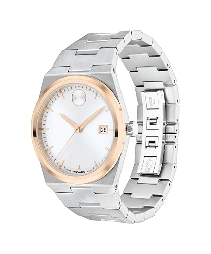 Movado Bold Quest Men's Sport Watch - Swiss Quartz Movement, Stainless Steel Link Bracelet - 5 ATM Water Resistance - Luxury Fashion Timepiece for Him - 40mm