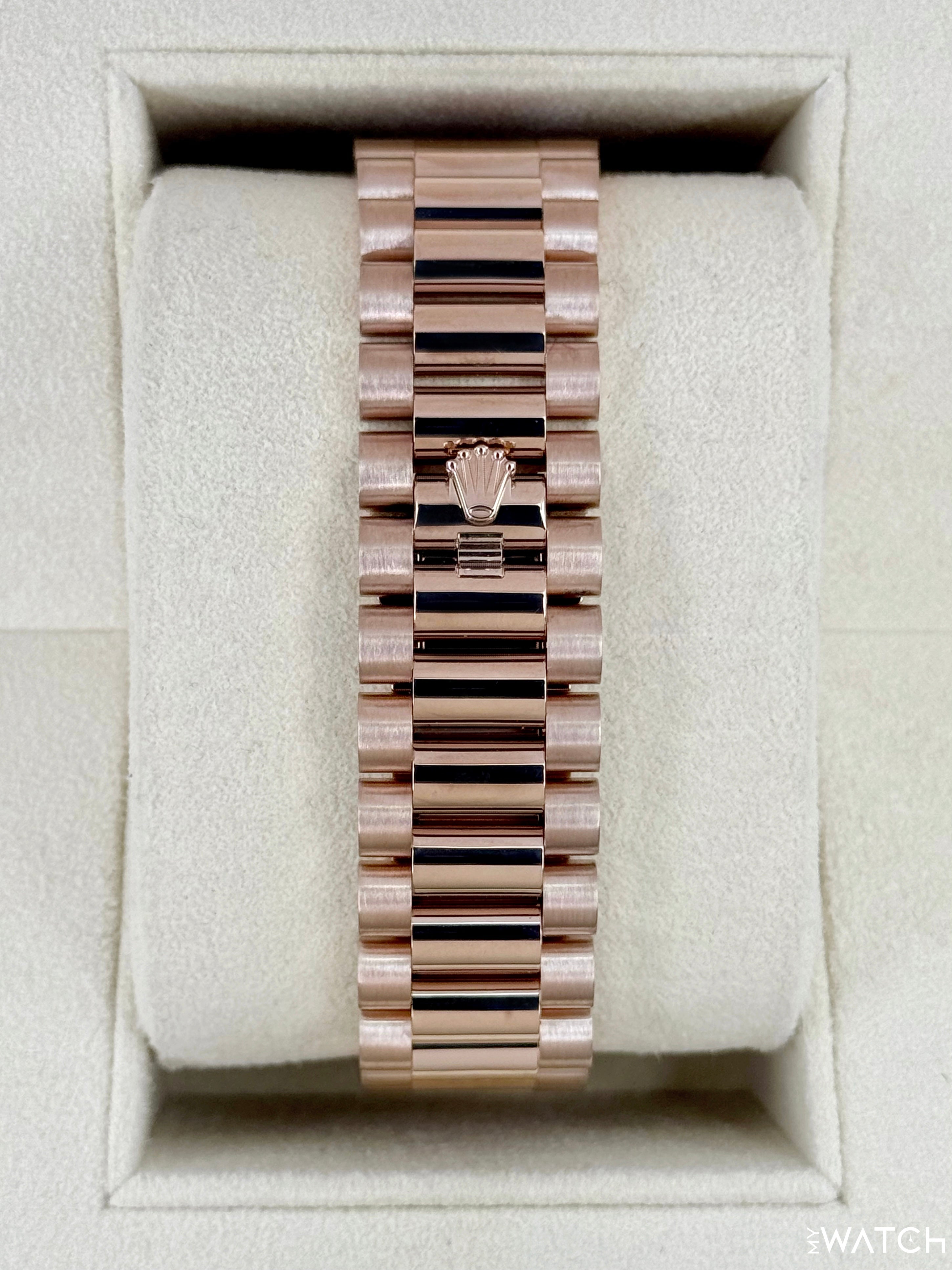 2022 Rolex Day-Date 36mm 128235 Rose Gold Chocolate Diamond Dial