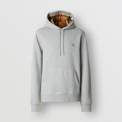 Embroidered EKD Cotton Blend Hoodie in Pale grey melange - Men | Burberry® Official