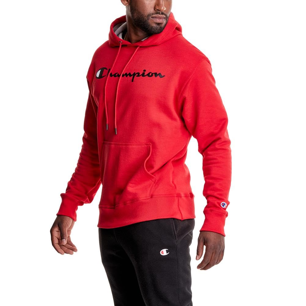 Champion Men's Fleece Script Logo Hoodie (Reg. Or Big & Tall)