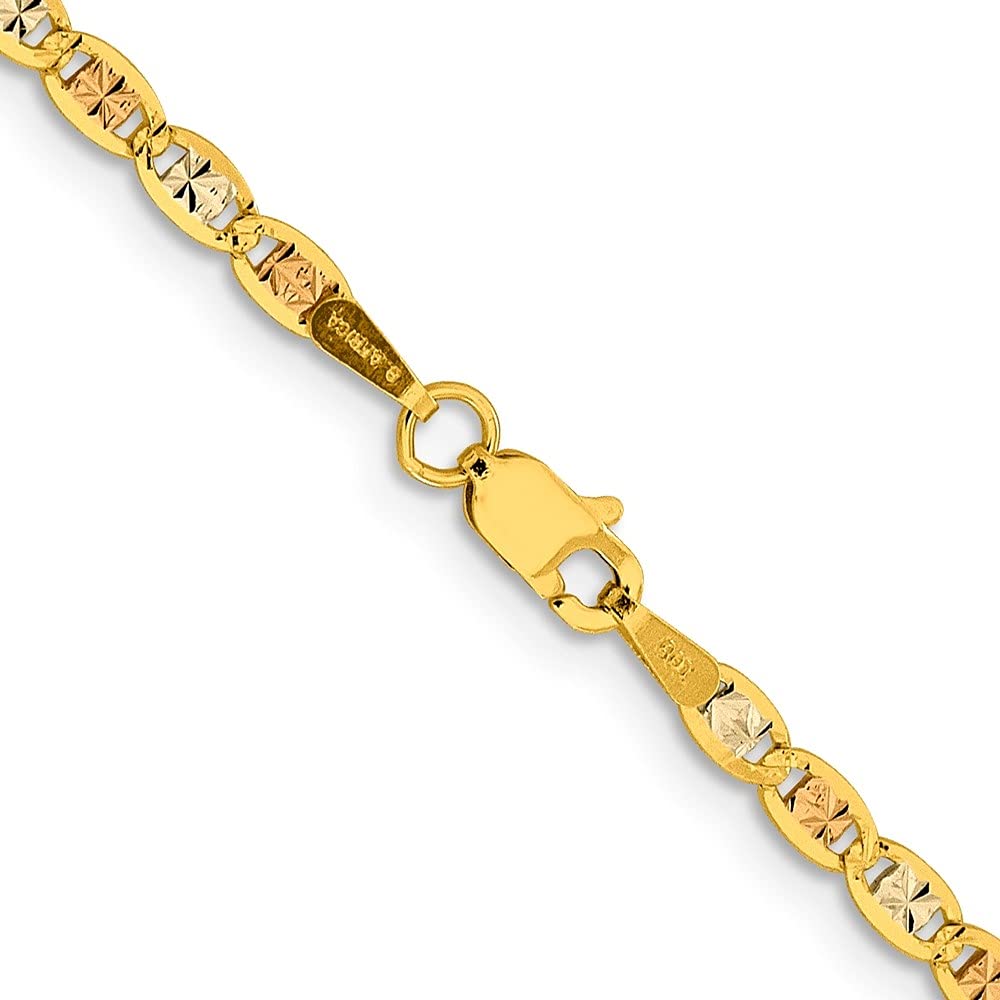 14k Tri-Color Gold 2.75mm Valentino Chain Necklace