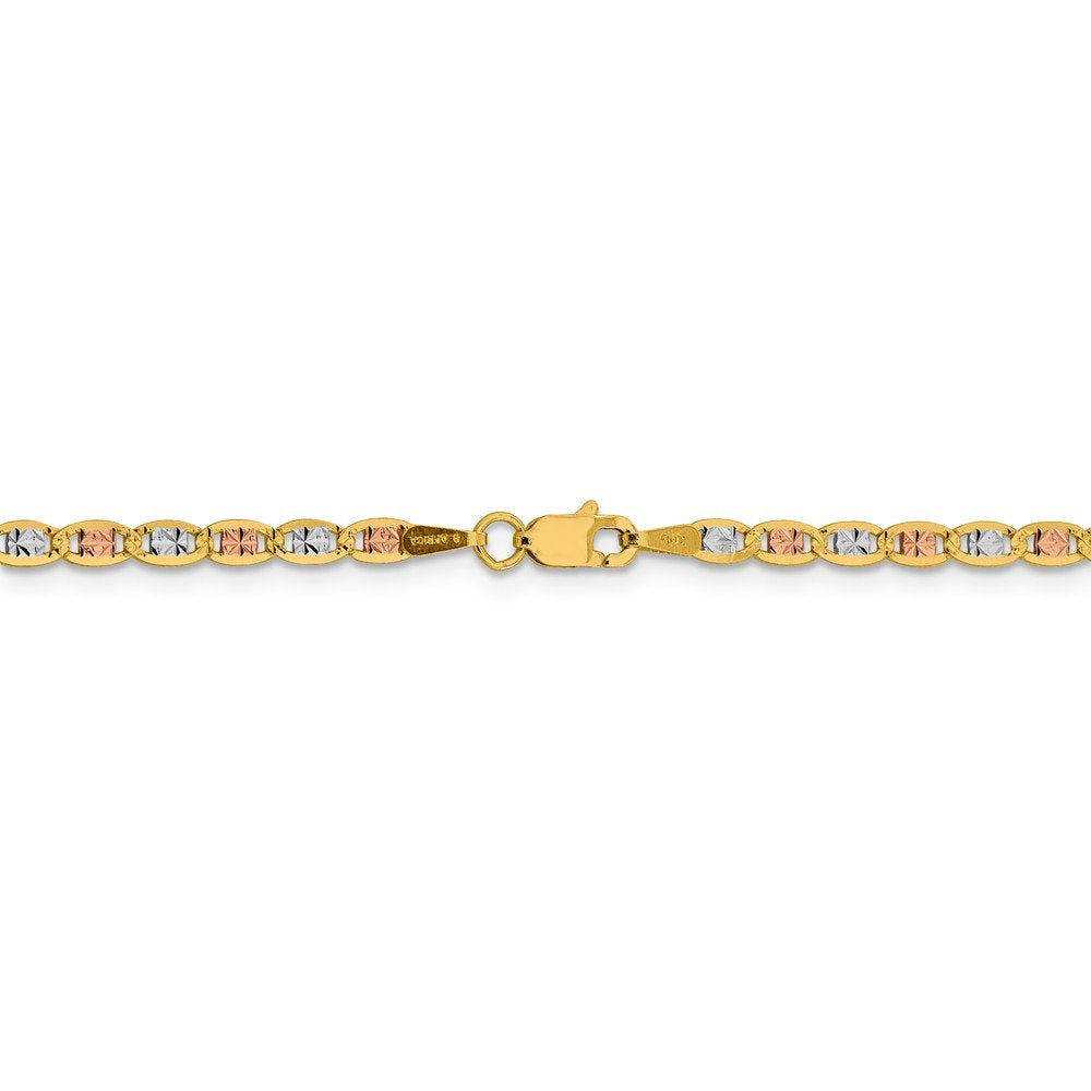 14k Tri-Color Gold 2.75mm Valentino Chain Necklace