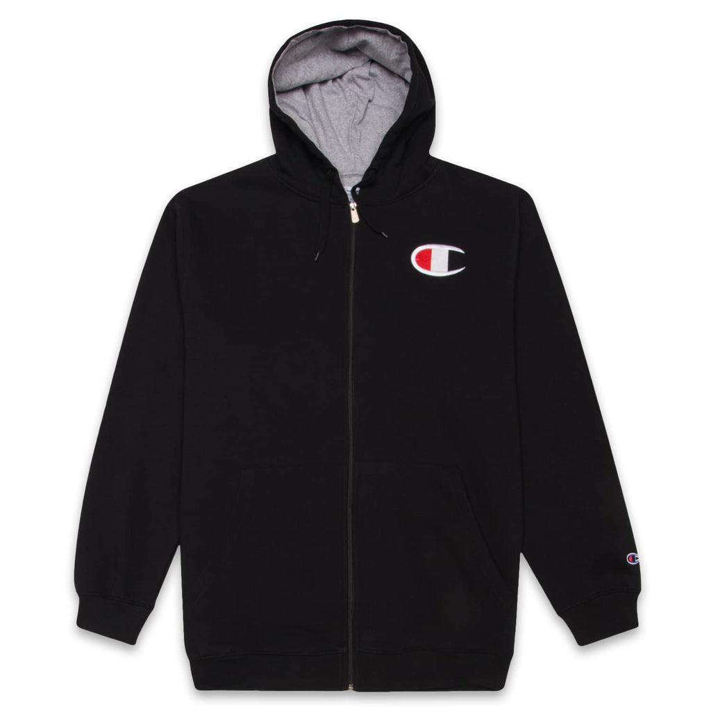 Champion Mens Big and Tall Full Zip Hoodie Classic Embroidered Logo