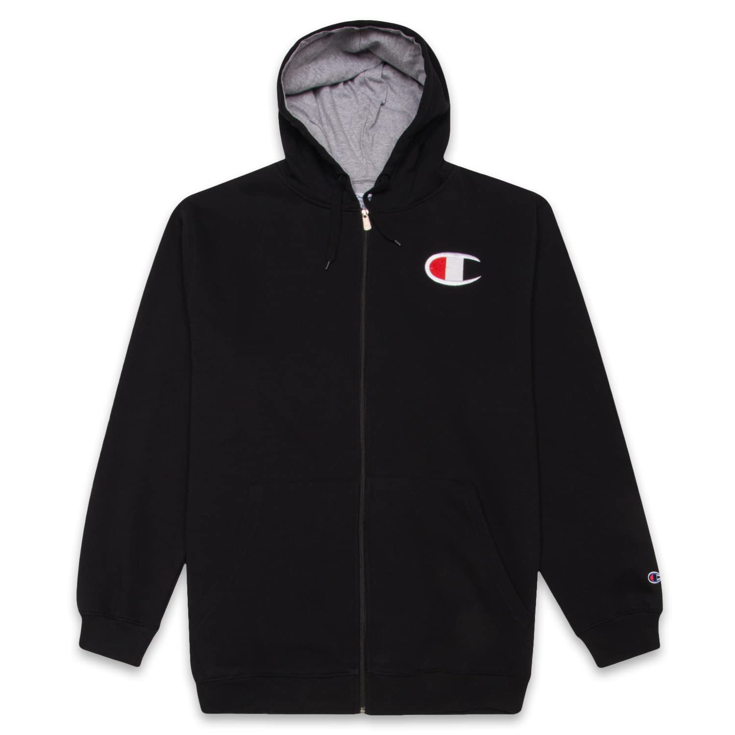 Champion Mens Big and Tall Full Zip Hoodie Classic Embroidered Logo