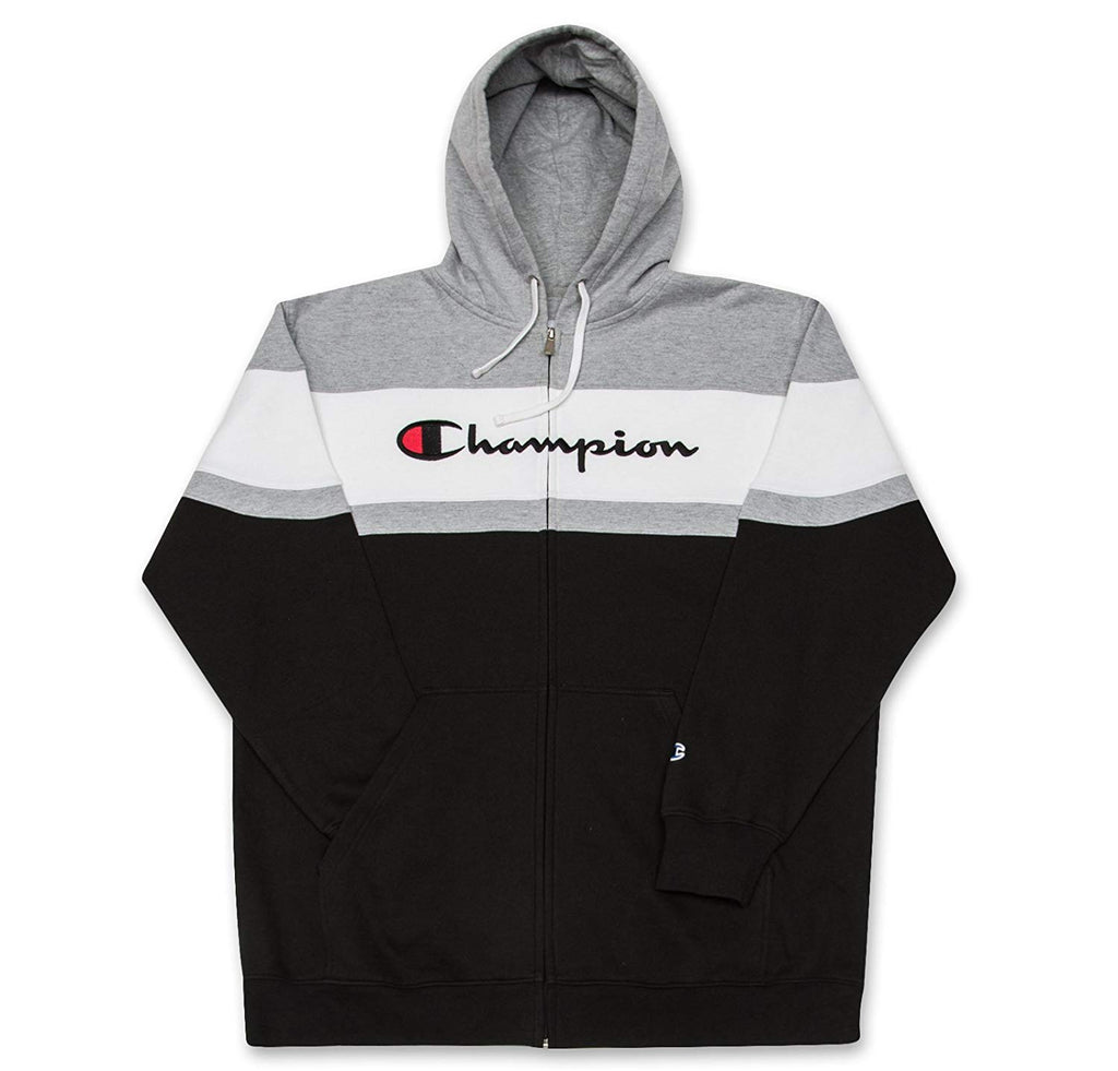 Champion Mens Big and Tall Full Zip Hoodie Classic Embroidered Logo