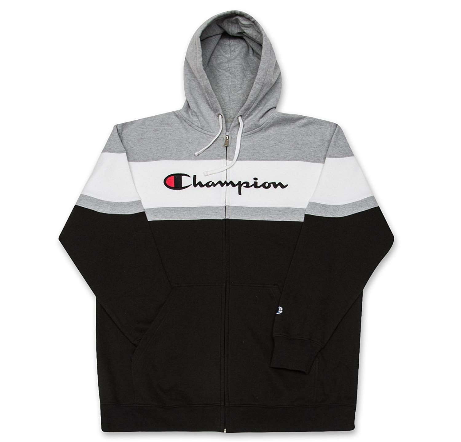 Champion Mens Big and Tall Full Zip Hoodie Classic Embroidered Logo