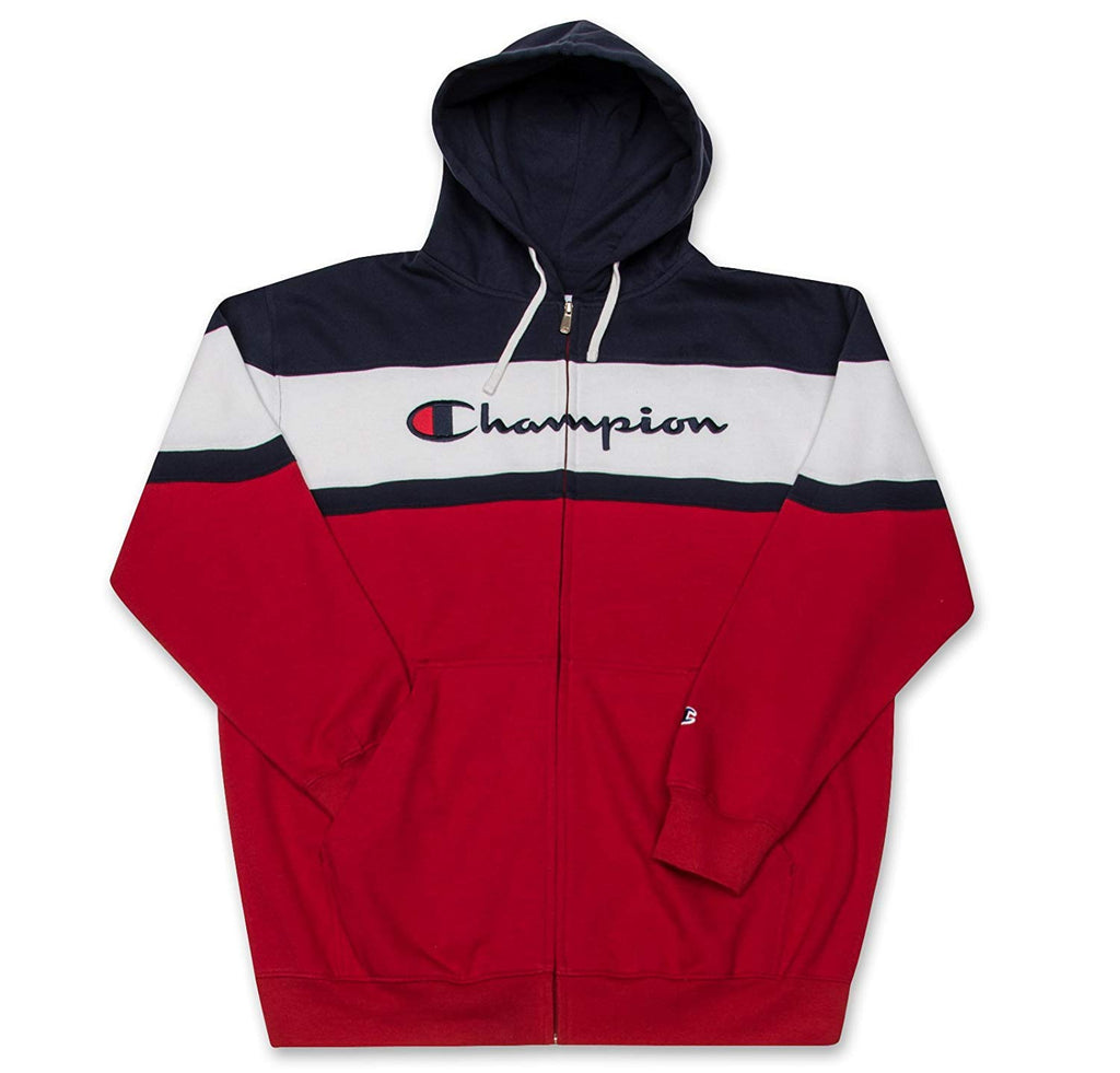 Champion Mens Big and Tall Full Zip Hoodie Classic Embroidered Logo