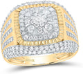 14kt Yellow Gold 1 3/4 Cttw Diamond Cushion Mens Ring, Men Size: 8-12