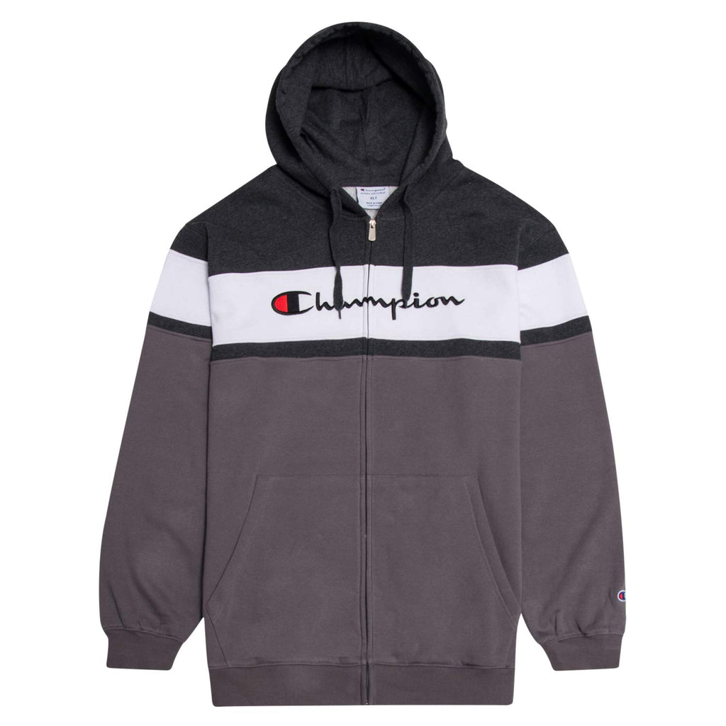 Champion Mens Big and Tall Full Zip Hoodie Classic Embroidered Logo