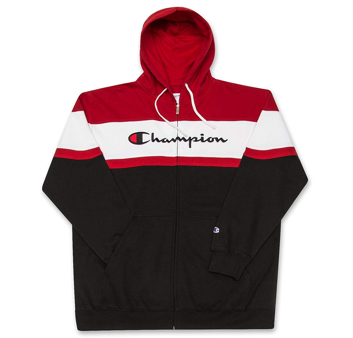 Champion Mens Big and Tall Full Zip Hoodie Classic Embroidered Logo