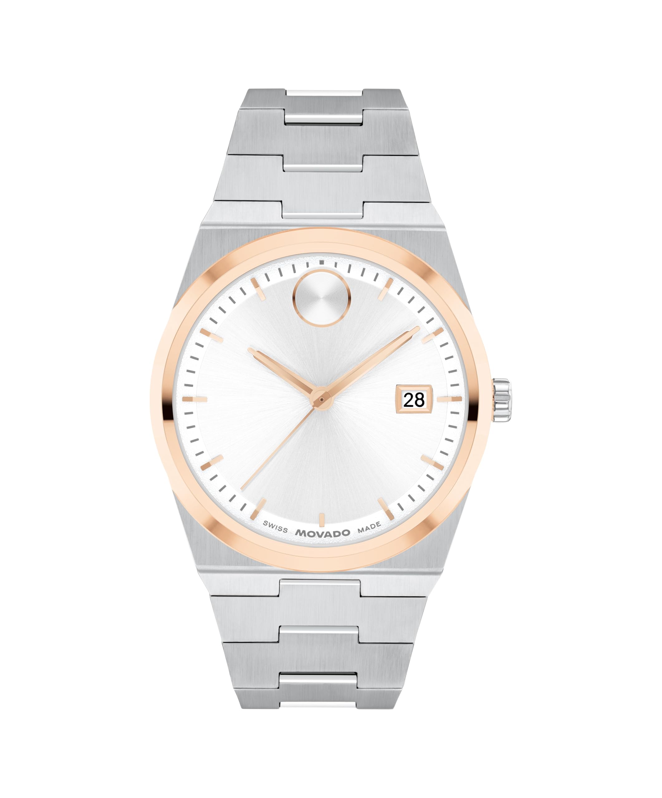 Movado Bold Quest Men's Sport Watch - Swiss Quartz Movement, Stainless Steel Link Bracelet - 5 ATM Water Resistance - Luxury Fashion Timepiece for Him - 40mm