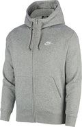 Nike Men's Sportswear Club Fleece Full Zip Hoodie, Fleece Zip-Up Hoodie Men, Dark Grey Heather/Mattelic Silver/White, L