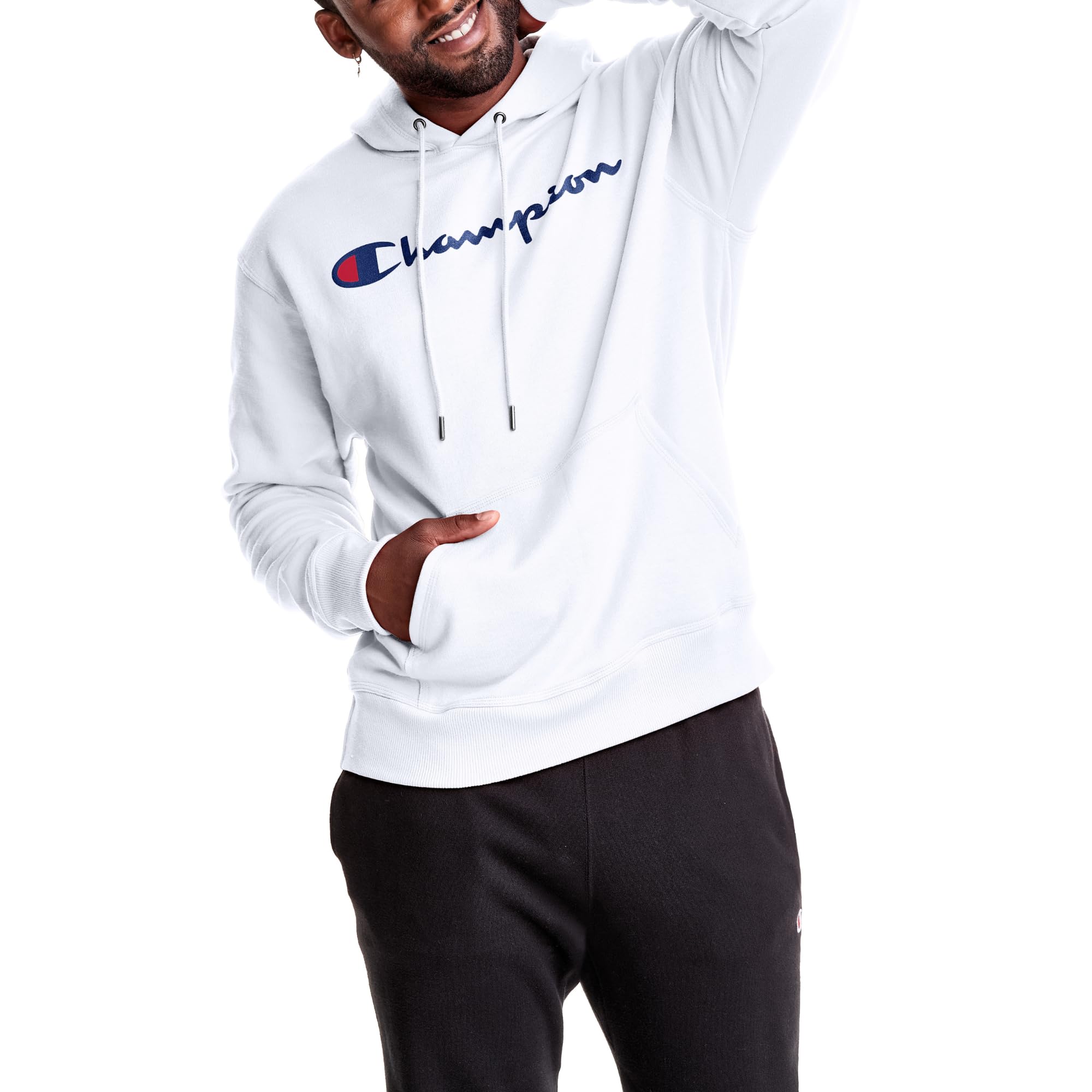 Champion Men's Fleece Script Logo Hoodie (Reg. Or Big & Tall)