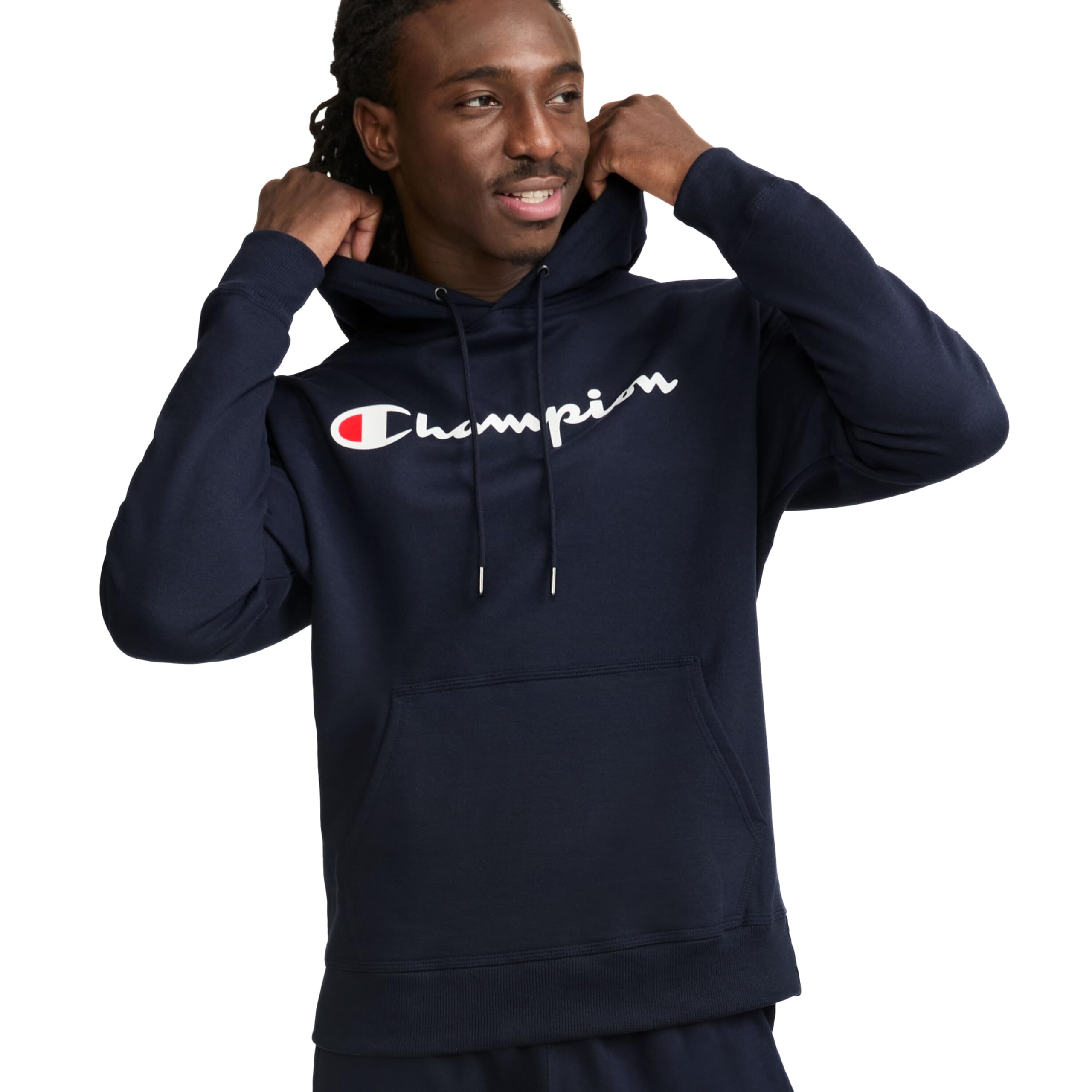 Champion Men's Fleece Script Logo Hoodie (Reg. Or Big & Tall)