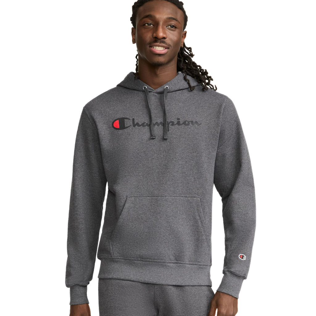 Champion Men's Fleece Script Logo Hoodie (Reg. Or Big & Tall)