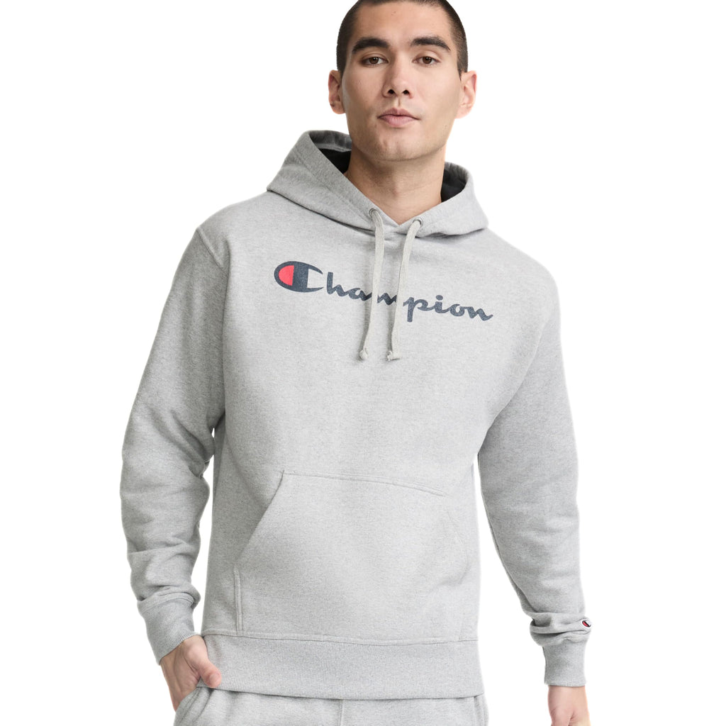 Champion Men's Fleece Script Logo Hoodie (Reg. Or Big & Tall)