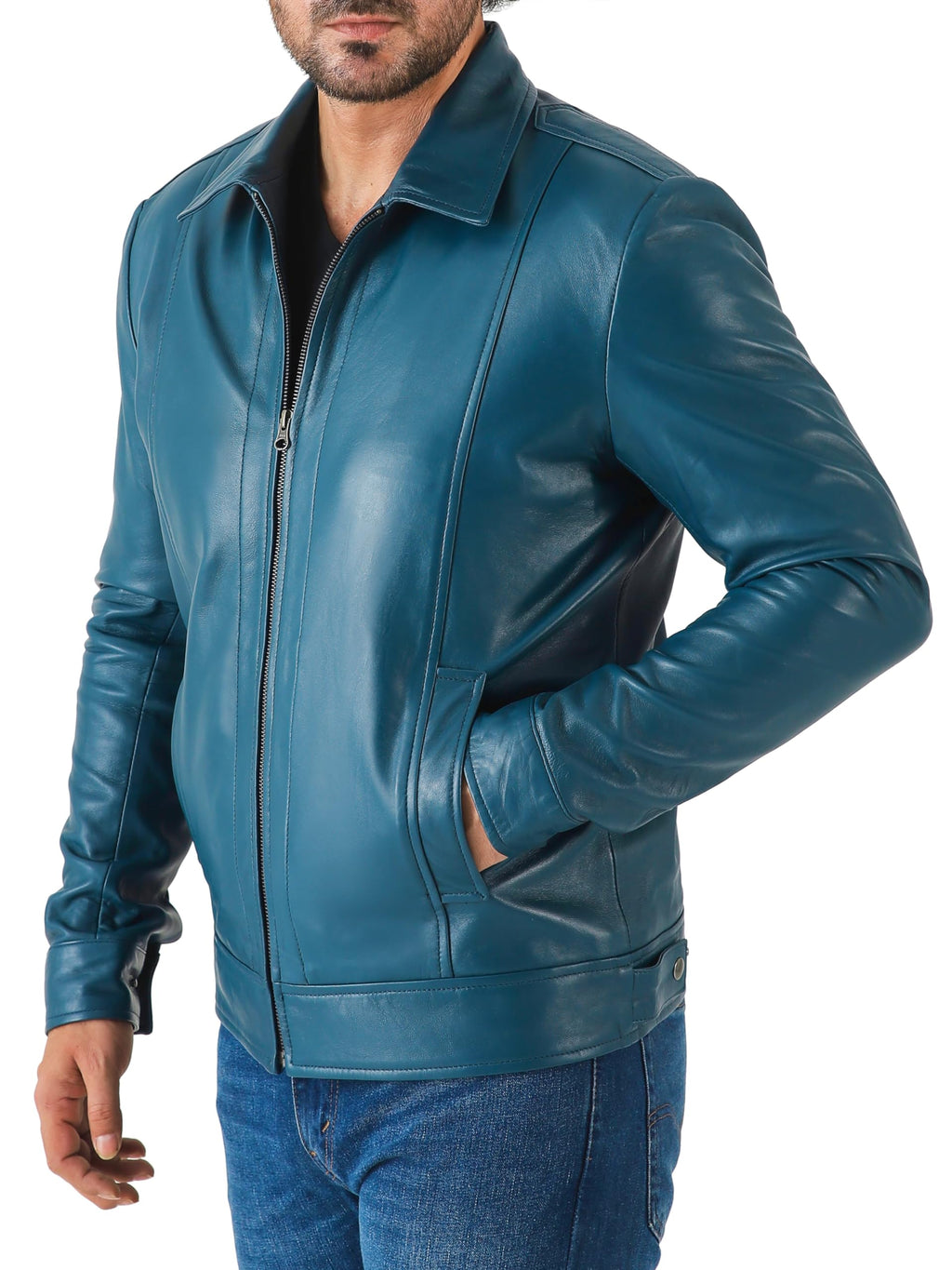 Jild Classic Shirt Collar Leather Jacket Men - John Wick Style Real Lambskin Mens Leather Jacket