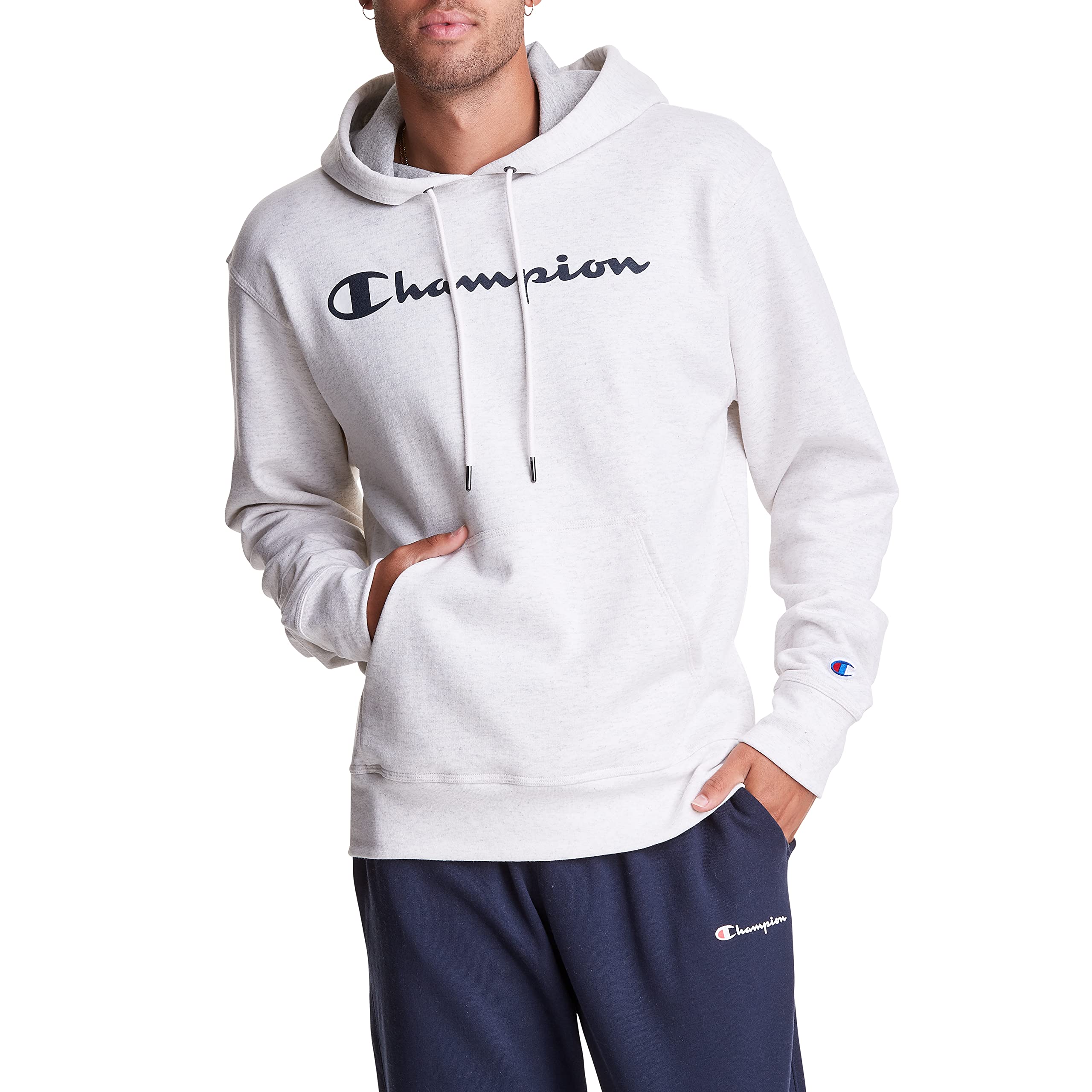 Champion Men's Fleece Script Logo Hoodie (Reg. Or Big & Tall)