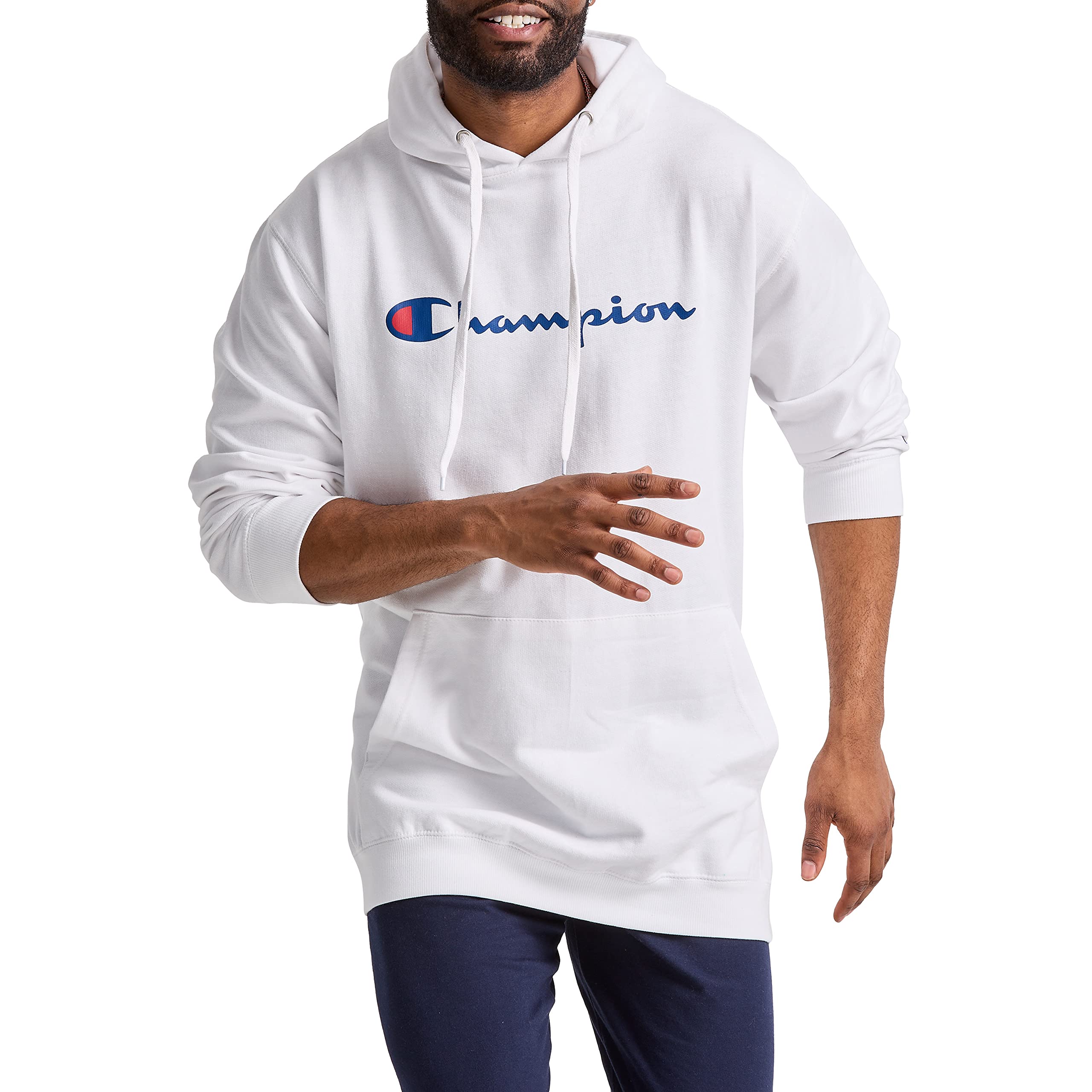 Champion Men's Fleece Script Logo Hoodie (Reg. Or Big & Tall)