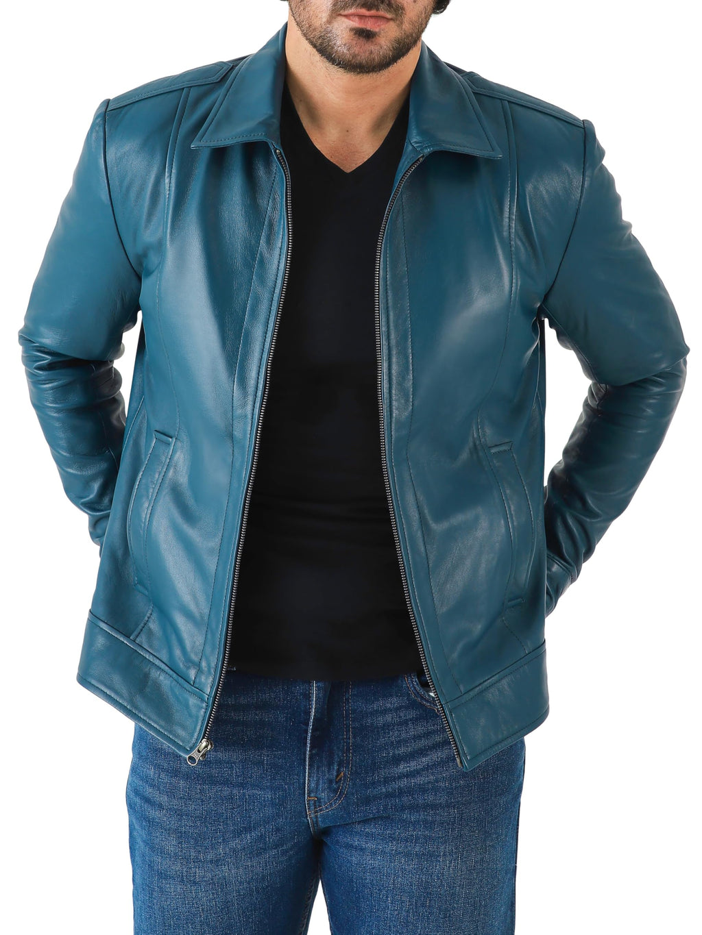 Jild Classic Shirt Collar Leather Jacket Men - John Wick Style Real Lambskin Mens Leather Jacket
