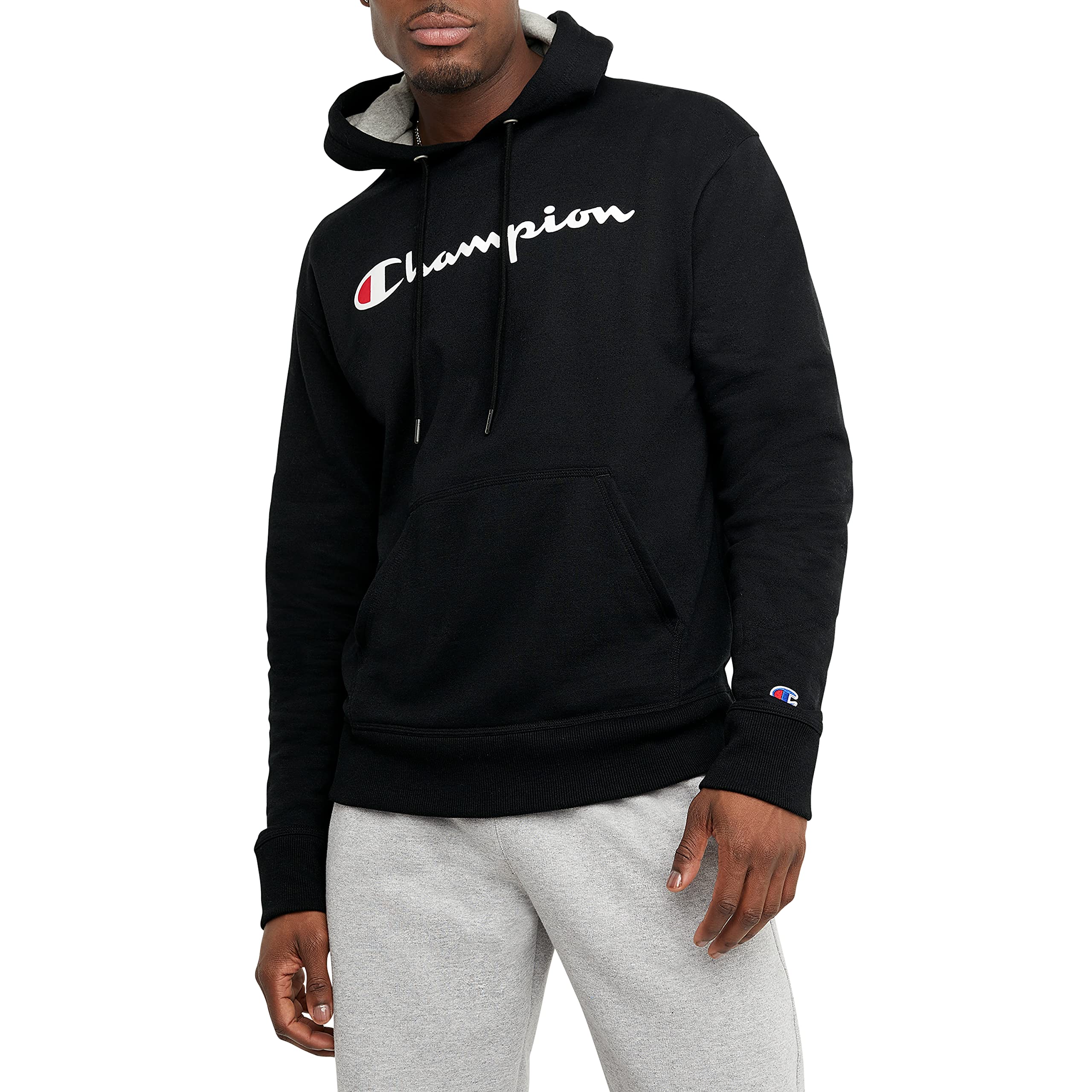 Champion Men's Fleece Script Logo Hoodie (Reg. Or Big & Tall)