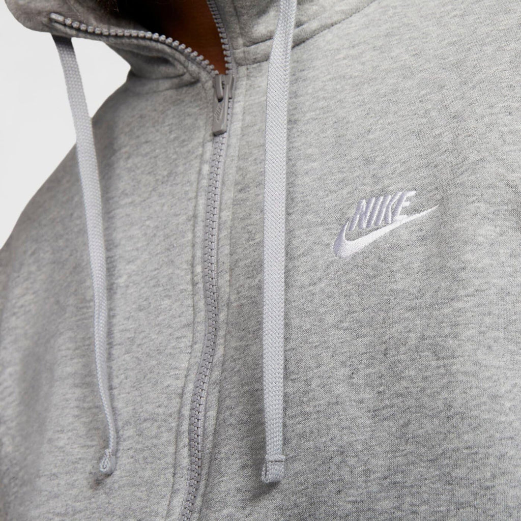 Nike Men's Sportswear Club Fleece Full Zip Hoodie, Fleece Zip-Up Hoodie Men, Dark Grey Heather/Mattelic Silver/White, L