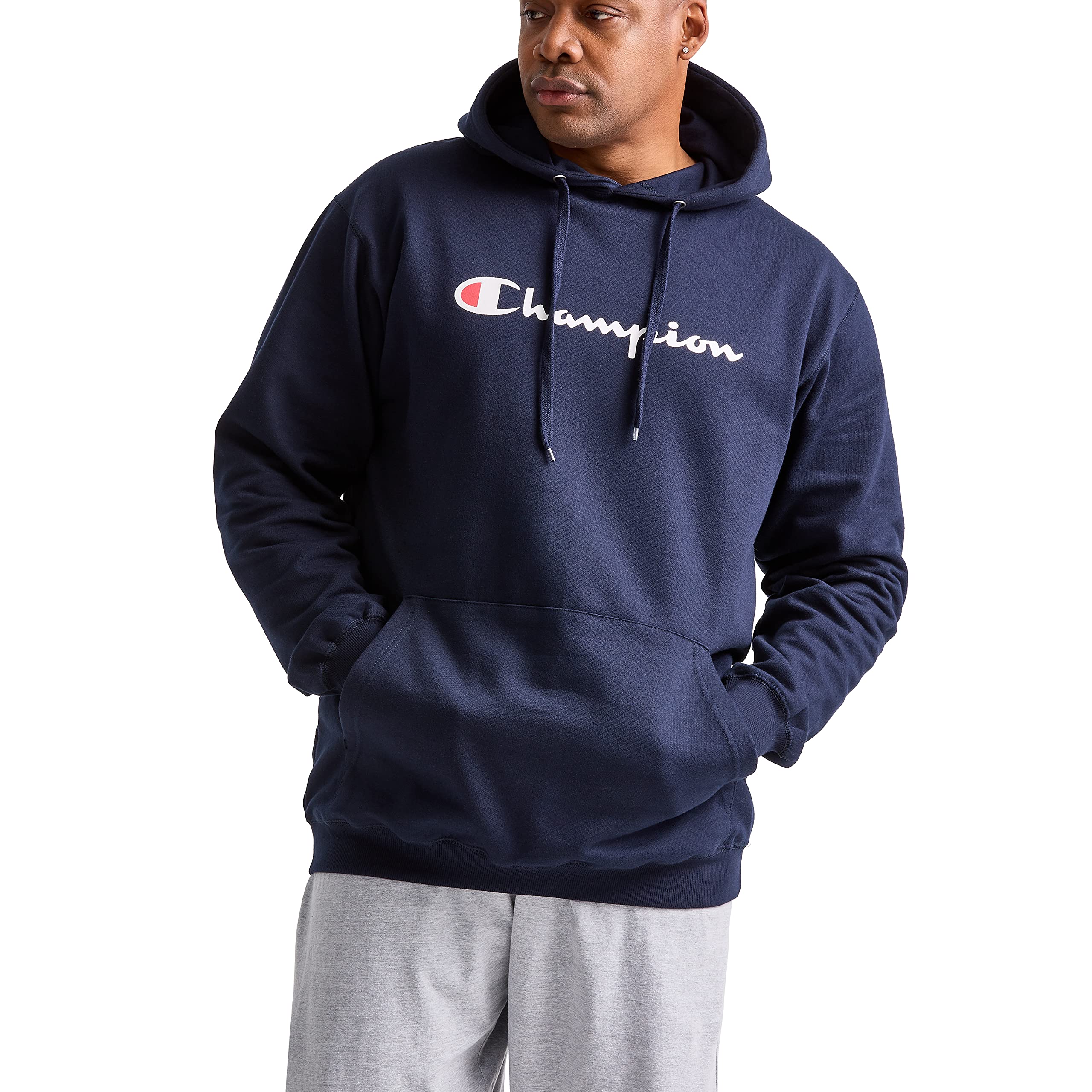 Champion Men's Fleece Script Logo Hoodie (Reg. Or Big & Tall)
