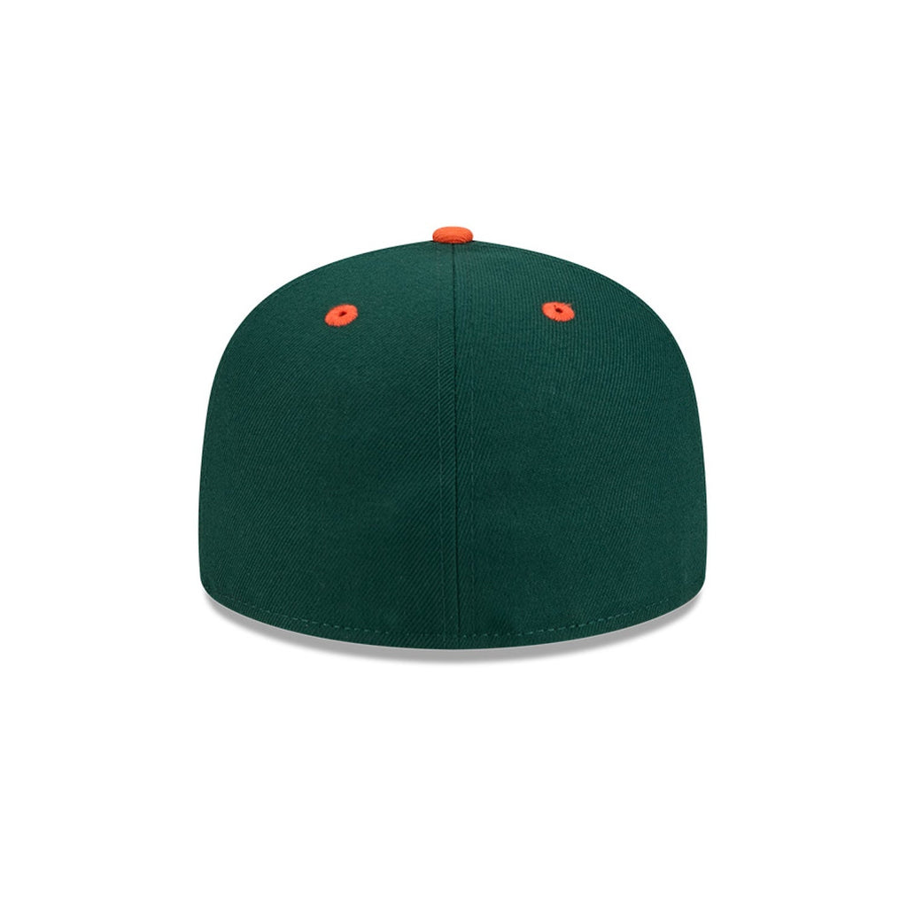 New Era Miami Hurricanes Green and Orange Old English "M" 59FIFTY Fitted Hat