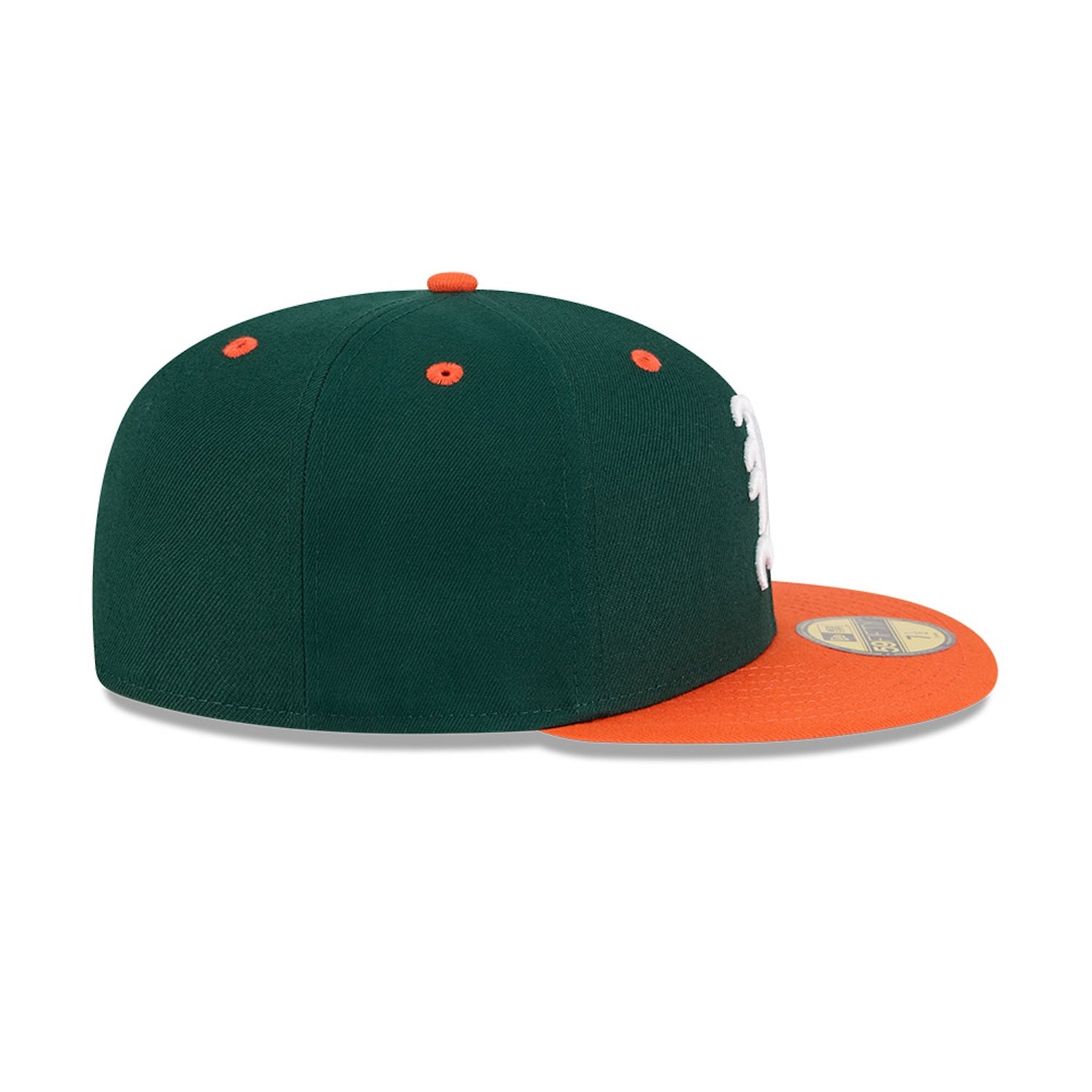 New Era Miami Hurricanes Green and Orange Old English "M" 59FIFTY Fitted Hat