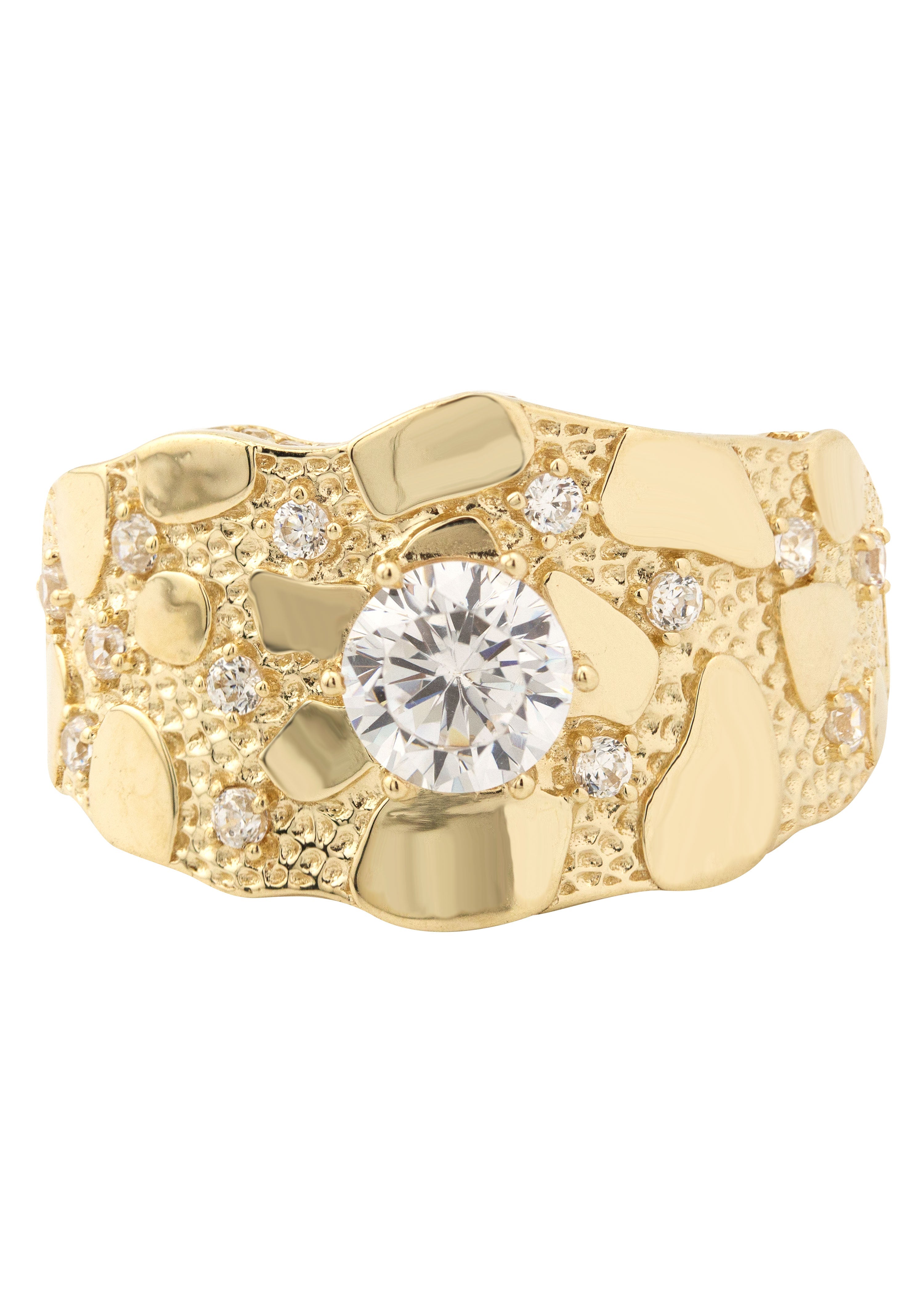 10K Gold Cz Nugget Ring For Men | 4.4 Grams - Shop