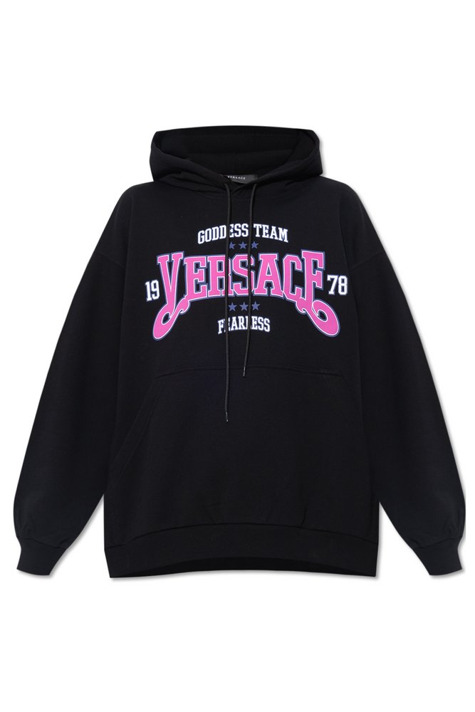 VersaceLogo Printed Drawstring Hoodie