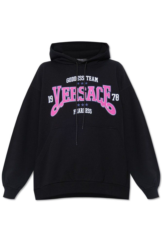 VersaceLogo Printed Drawstring Hoodie