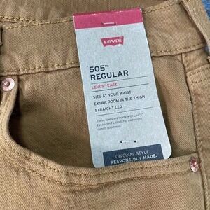Levi's 505 Regular Jeans Mens 31x34 Regular Fit Straight Leg Mustard Brown NWT