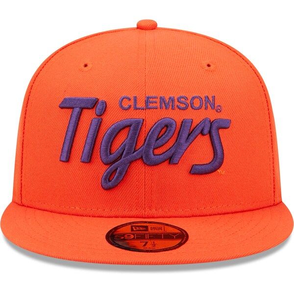 Clemson Tigers New Era Script Original 59FIFTY Fitted Hat - Orange