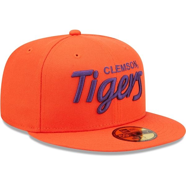 Clemson Tigers New Era Script Original 59FIFTY Fitted Hat - Orange