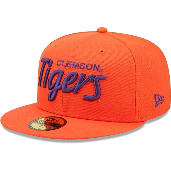 Clemson Tigers New Era Script Original 59FIFTY Fitted Hat - Orange