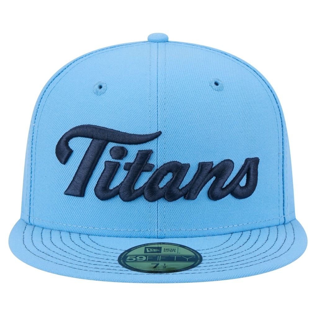 Men's New Era Light Blue Tennessee Titans Script 59FIFTY Fitted Hat