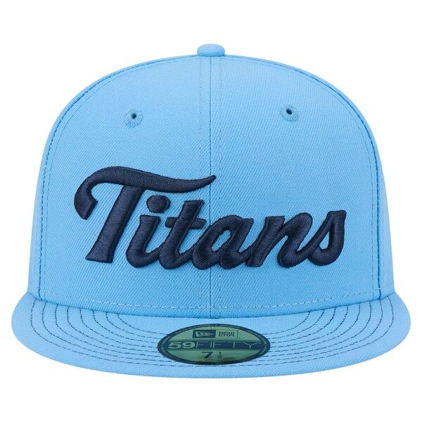 Men's New Era Light Blue Tennessee Titans Script 59FIFTY Fitted Hat