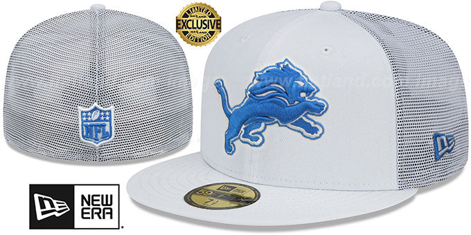 Detroit Lions TEAM-BASIC TRUCKER White Fitted Hat by New Era