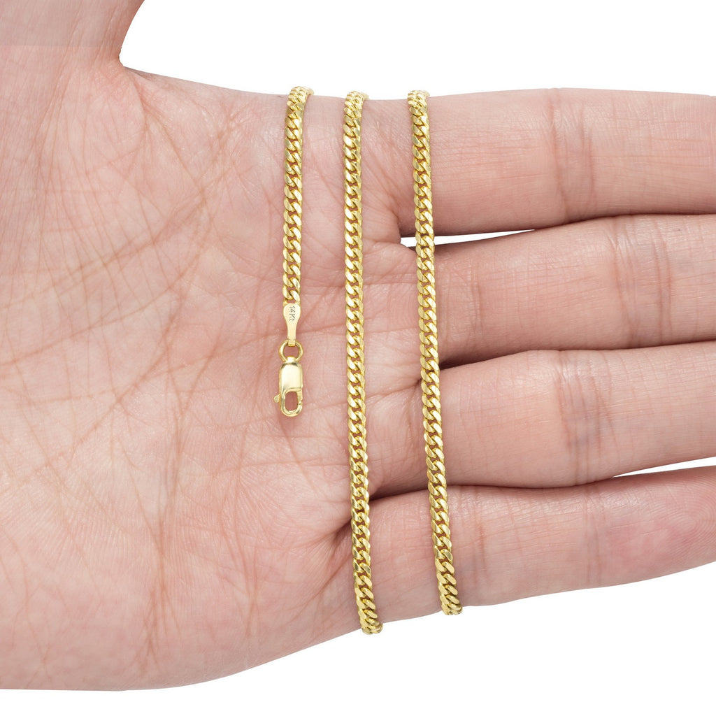 14K Yellow Gold Solid 2.7mm-11mm Miami Cuban Link Chain Necklace Bracelet 7"-30"