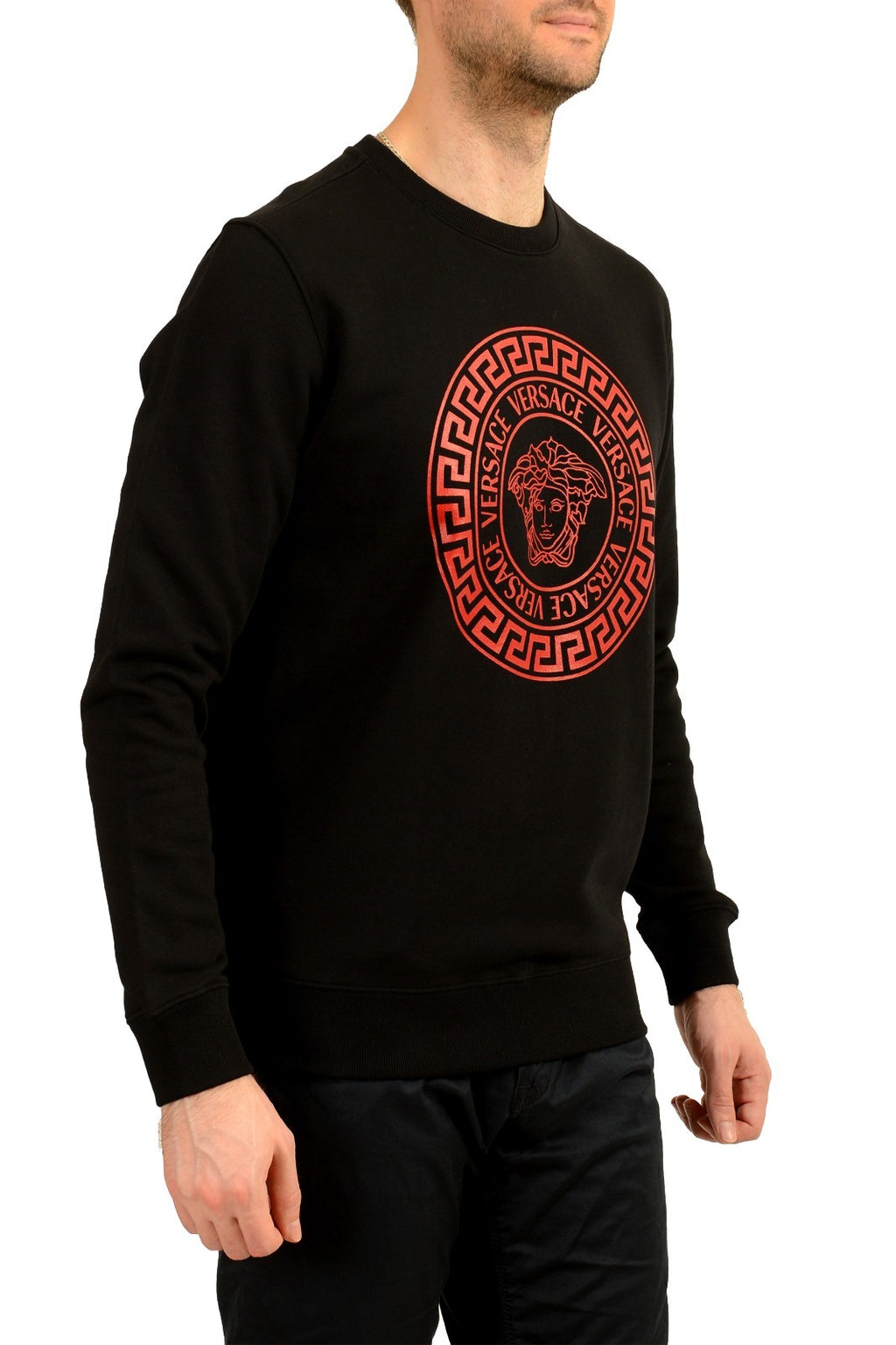 Versace Men's Medusa Head Logo Print Crewneck Sweater Sweatshirt US