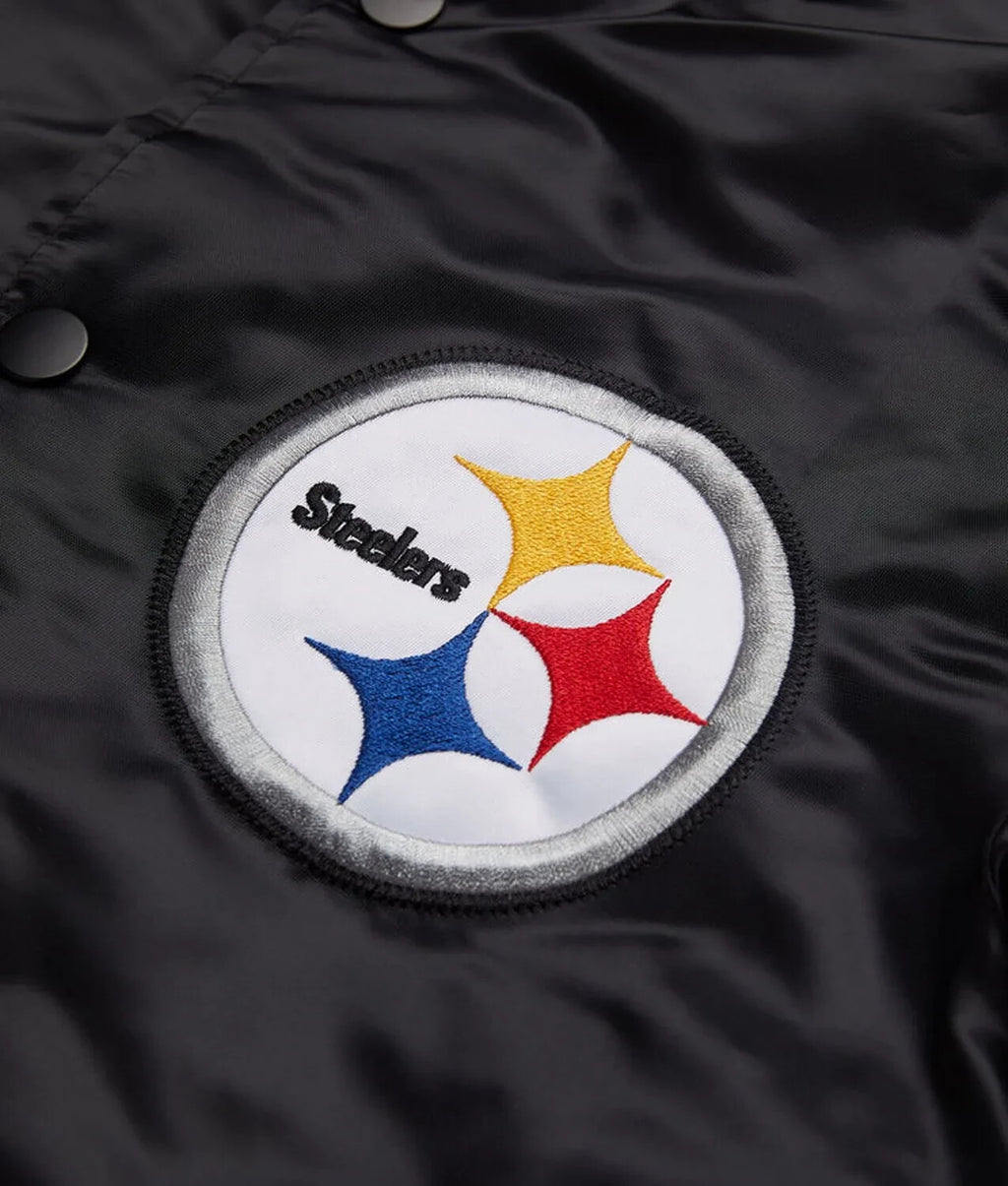 Pittsburgh Steelers NFL Black Satin Jacket with FREE SHIPPING
