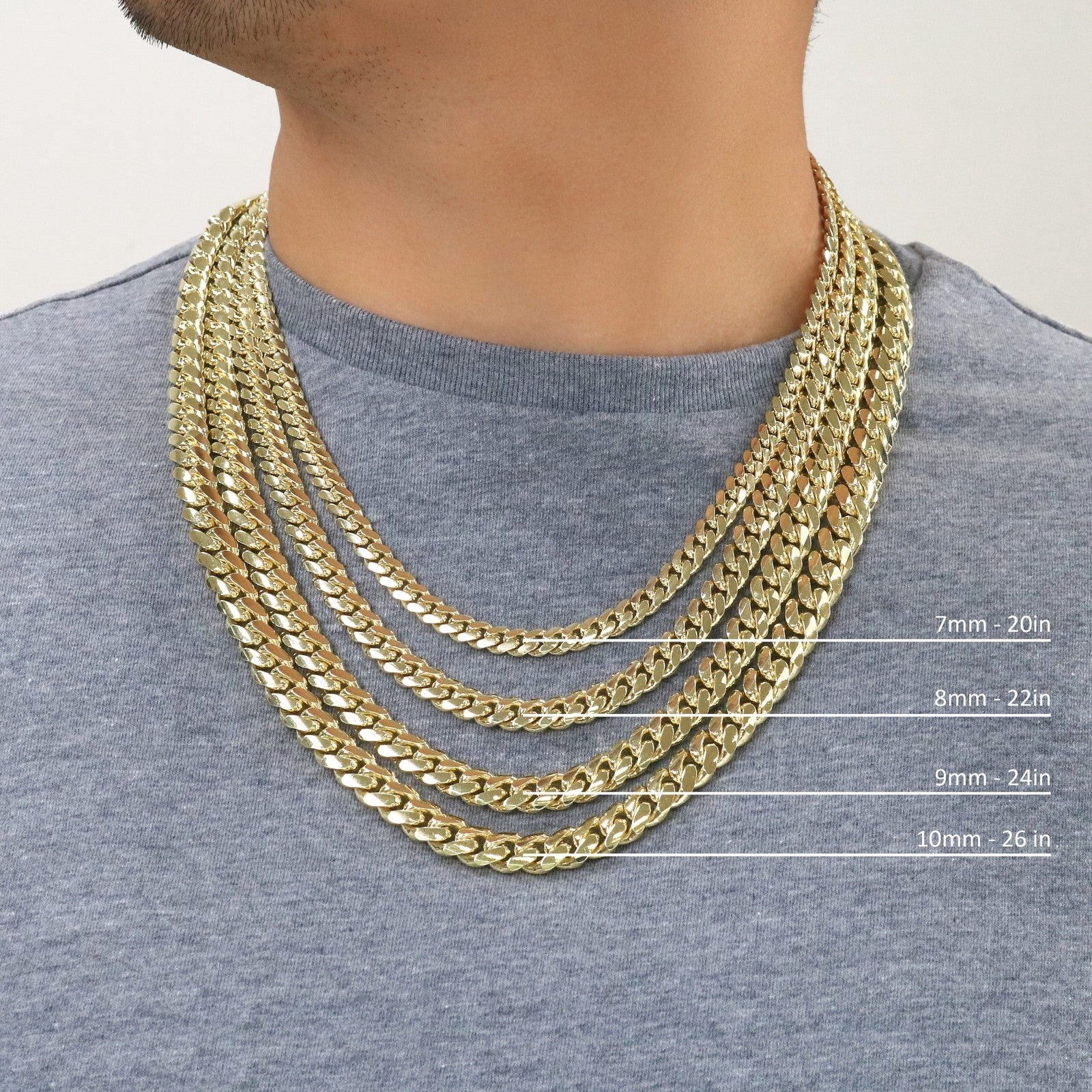 14K Yellow Gold Solid 2.7mm-11mm Miami Cuban Link Chain Necklace Bracelet 7"-30"