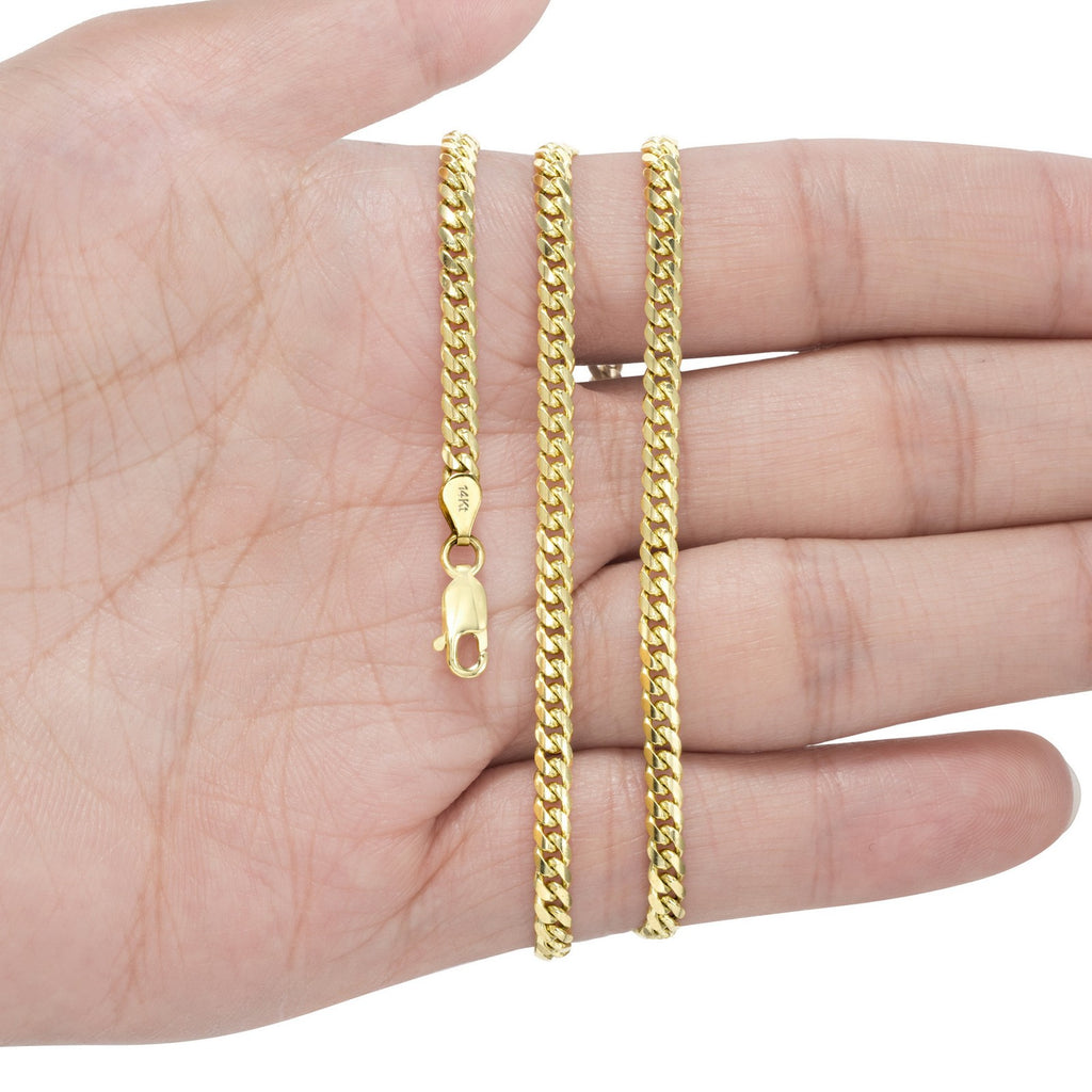 14K Yellow Gold Solid 2.7mm-11mm Miami Cuban Link Chain Necklace Bracelet 7"-30"