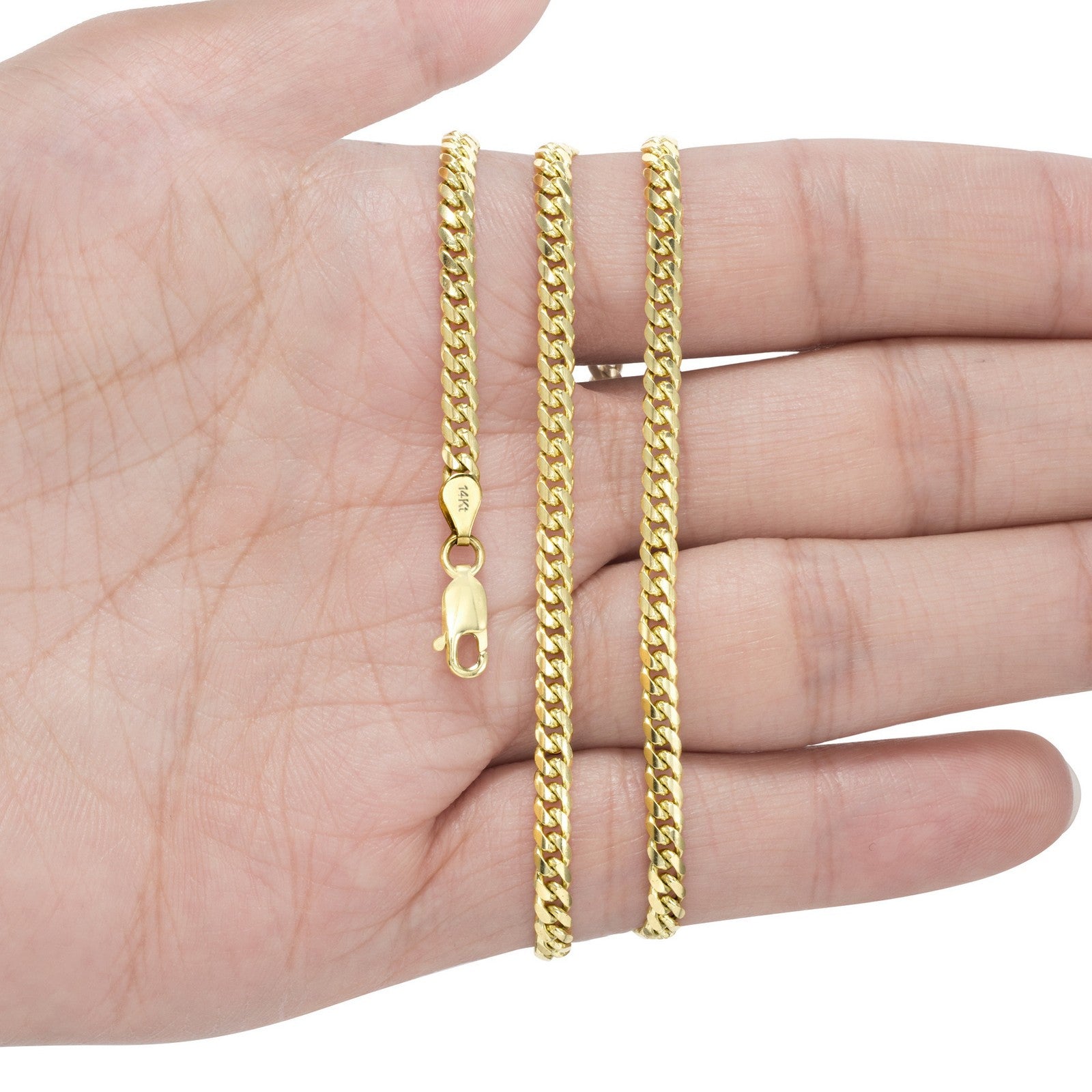 14K Yellow Gold Solid 2.7mm-11mm Miami Cuban Link Chain Necklace Bracelet 7"-30"