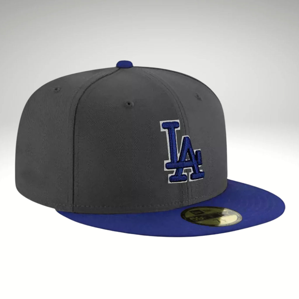 New Era 59FIFTY Los Angeles Dodgers Fitted Hat Dark Gray Blue Cap