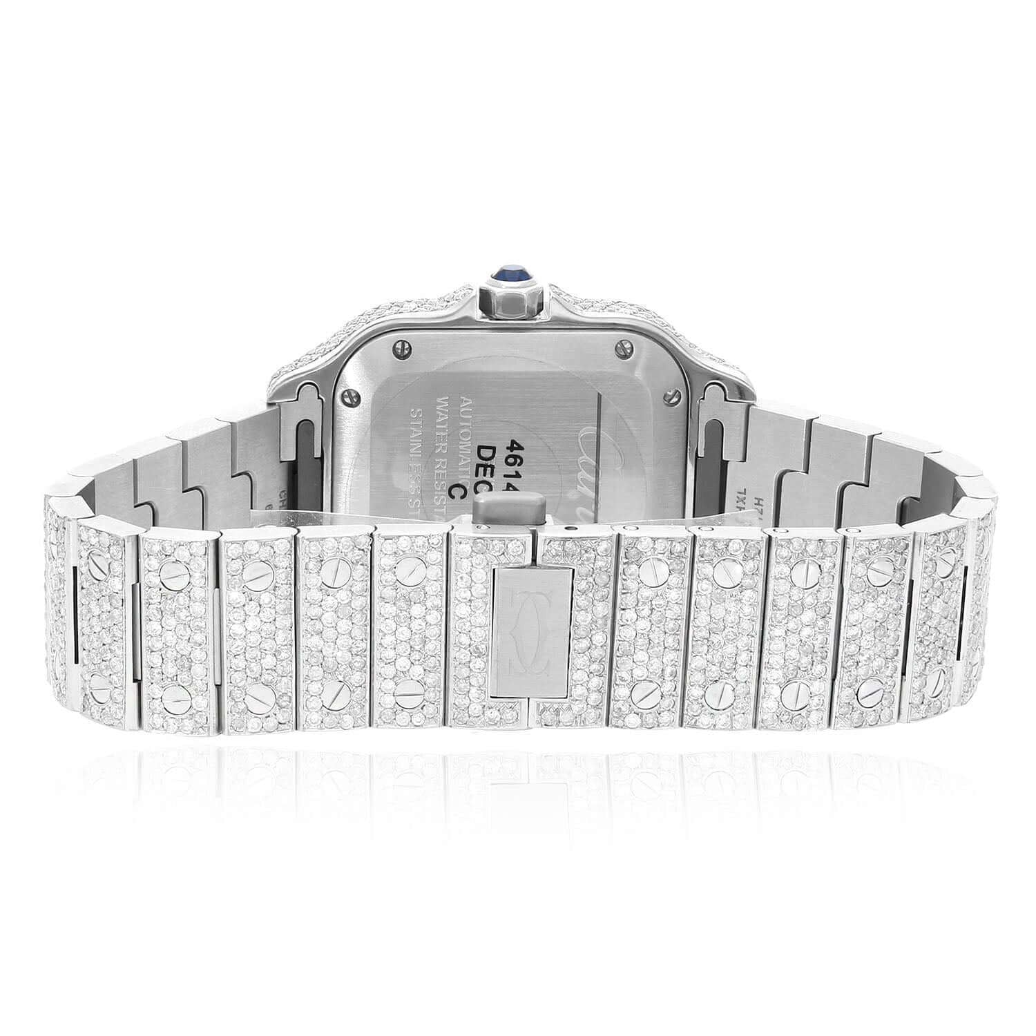 Cartier Santos WSSA0018 40mm Auto SS Watch 11.50CTW Diamond White Dial