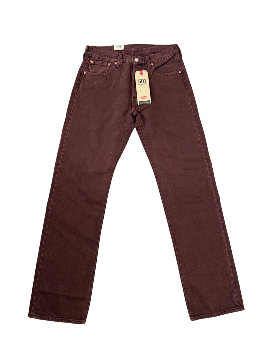 Levis 501 Jeans New Mens Original Button Fly Color Burgundy Maroon 005013218